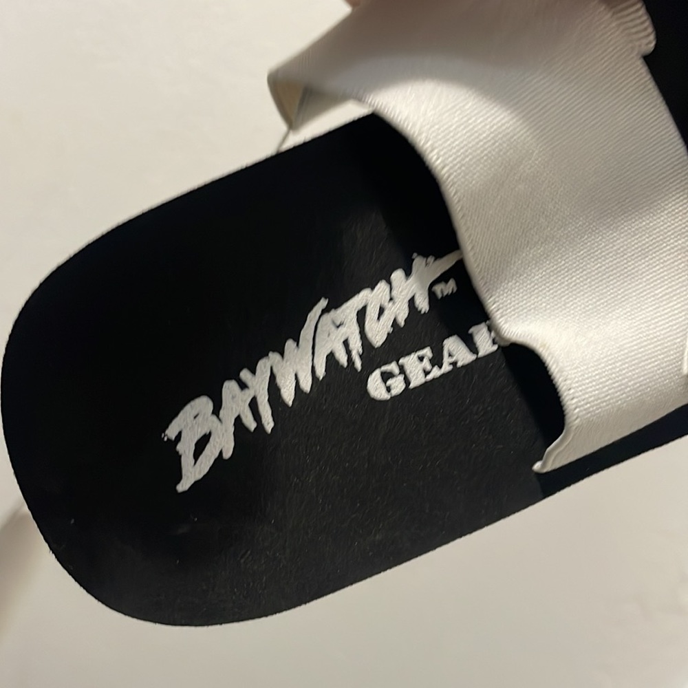 Vintage 90's Baywatch Gear Black Sandals with White Elastic Straps Women Size 10 - Picture 5 of 9